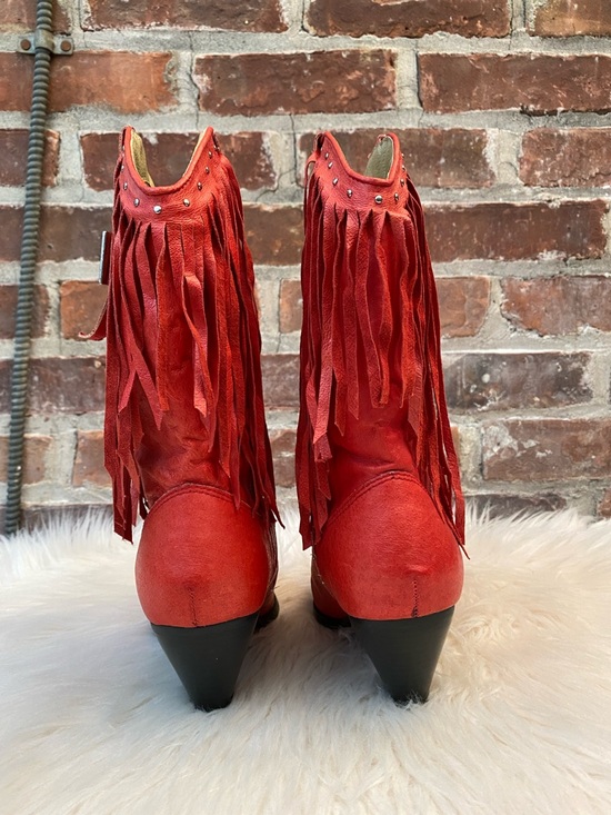 Dingo Red Fringe Bohemian Cowboy Boots, Size 7 - Picture 5 of 15